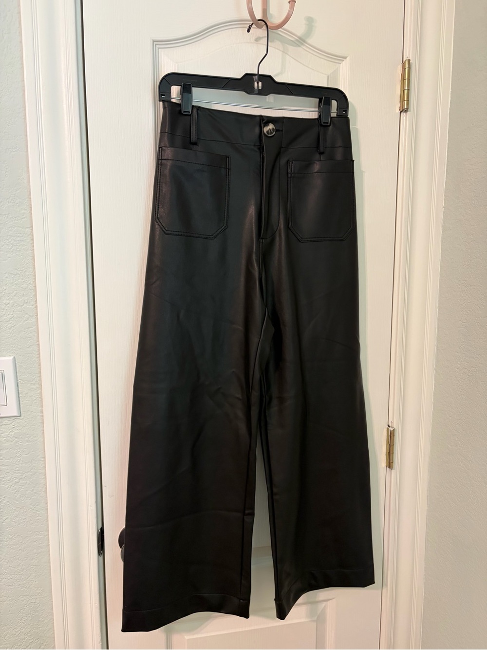Anthropologie Maeve Colette Black Faux Leather Trim Pants